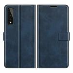 Retro Calf Pattern Buckle Card Wallet Left and Right Flip Phone Holster with Bracket Function For  LG Stylo 7 5G(Blue)