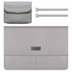 Litchi Pattern PU Leather Waterproof Ultra-thin Protection Liner Bag Briefcase Laptop Carrying Bag for 13-14 inch Laptops(Grey)