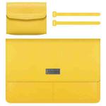Litchi Pattern PU Leather Waterproof Ultra-thin Protection Liner Bag Briefcase Laptop Carrying Bag for 13-14 inch Laptops (Yellow)