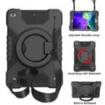 For iPad 10.2 2021 / 2020 / 2019 PC + Silicone Shockproof Combination Case with 360 Degree Rotating Holder & Handle & Shoulder Strap(Black)