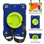 PC + Silicone Shockproof Combination Case with 360 Degree Rotating Holder & Handle & Shoulder Strap For iPad mini 5 / mini 4(Dark Blue+Green)