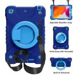 PC + Silicone Shockproof Combination Case with 360 Degree Rotating Holder & Handle & Shoulder Strap For iPad mini 5 / mini 4(Dark Blue+Blue)