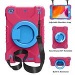 PC + Silicone Shockproof Combination Case with 360 Degree Rotating Holder & Handle & Shoulder Strap For iPad mini 5 / mini 4(Hot Pink+Blue)