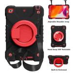 PC + Silicone Shockproof Combination Case with 360 Degree Rotating Holder & Handle & Shoulder Strap For iPad mini 5 / mini 4(Black+Red)