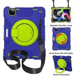 PC + Silicone Shockproof Combination Case with 360 Degree Rotating Holder & Handle & Shoulder Strap & Pen Slot For iPad Air 2022 / 2020 10.9(Dark Blue+Green)