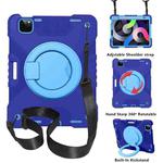 PC + Silicone Shockproof Combination Case with 360 Degree Rotating Holder & Handle & Shoulder Strap & Pen Slot For iPad Air 2022 / 2020 10.9(Dark Blue+Blue)