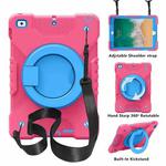 PC + Silicone Shockproof Combination Case with 360 Degree Rotating Holder & Handle & Shoulder Strap For iPad 9.7 (2017 / 2018) / Air & Air 2 / Pro 9.7(Hot Pink+Blue)