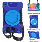 For Samsung Galaxy Tab A 10.1 T510 / T515 PC + Silicone Shockproof Combination Case with 360 Degree Rotating Holder & Handle & Shoulder Strap(Dark Blue+Blue)