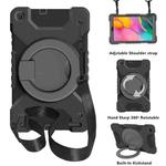 For Samsung Galaxy Tab A 10.1 T510 / T515 PC + Silicone Shockproof Combination Case with 360 Degree Rotating Holder & Handle & Shoulder Strap(Black+Gray)