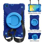 For Samsugn Galaxy Tab A 8.0 (2019) T290/T295 PC + Silicone Shockproof Combination Case with 360 Degree Rotating Holder & Handle & Shoulder Strap(Navy+Blue)