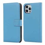 For iPhone 12 Pro Max Plain Texture Cowhide Leather Horizontal Flip Case with Magnetic Clasp & Holder & Card Slots & Wallet(Blue)