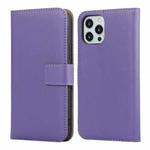 For iPhone 12 Pro Max Plain Texture Cowhide Leather Horizontal Flip Case with Magnetic Clasp & Holder & Card Slots & Wallet(Purple)