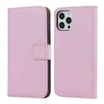 For iPhone 12 mini Plain Texture Cowhide Leather Horizontal Flip Case with Magnetic Clasp & Holder & Card Slots & Wallet (Pink)
