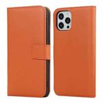 For iPhone 12 mini Plain Texture Cowhide Leather Horizontal Flip Case with Magnetic Clasp & Holder & Card Slots & Wallet (Orange)