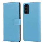 Plain Texture Cowhide Leather Horizontal Flip Case with Magnetic Clasp & Holder & Card Slots & Wallet For Samsung Galaxy S20 FE(Blue)