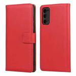 Plain Texture Cowhide Leather Horizontal Flip Case with Magnetic Clasp & Holder & Card Slots & Wallet For Samsung Galaxy S20 FE(Red)