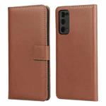 Plain Texture Cowhide Leather Horizontal Flip Case with Magnetic Clasp & Holder & Card Slots & Wallet For Samsung Galaxy S20 FE(Brown)