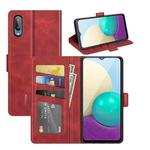 For Samsung Galaxy A02/M02 Dual-side Magnetic Buckle Horizontal Flip Leather Case with Holder & Card Slots & Wallet(Red)