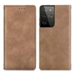 For Samsung Galaxy S21 Ultra Retro Skin Feel Business Magnetic Horizontal Flip Leather Case with Holder & Card Slots & Wallet & Photo Frame(Brown)