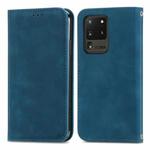 For Samsung Galaxy S20 Ultra Retro Skin Feel Business Magnetic Horizontal Flip Leather Case with Holder & Card Slots & Wallet & Photo Frame(Blue)