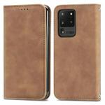 For Samsung Galaxy S20 Ultra Retro Skin Feel Business Magnetic Horizontal Flip Leather Case with Holder & Card Slots & Wallet & Photo Frame(Brown)