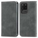 For Samsung Galaxy S20 Ultra Retro Skin Feel Business Magnetic Horizontal Flip Leather Case with Holder & Card Slots & Wallet & Photo Frame(Grey)