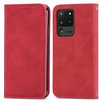 For Samsung Galaxy S20 Ultra Retro Skin Feel Business Magnetic Horizontal Flip Leather Case with Holder & Card Slots & Wallet & Photo Frame(Red)