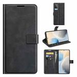 For vivo X60 Retro Calf Pattern Buckle Horizontal Flip Leather Case with Holder & Card Slots & Wallet(Black)