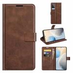 For vivo X60 Retro Calf Pattern Buckle Horizontal Flip Leather Case with Holder & Card Slots & Wallet(Dark Brown)