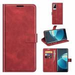 For vivo X60 Pro Retro Calf Pattern Buckle Horizontal Flip Leather Case with Holder & Card Slots & Wallet(Red)