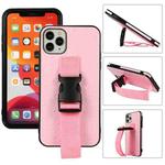 Sport Armband PC + PU Leather Back Cover Case with Strap & Holder Function For iPhone 12 Pro Max(Pink)