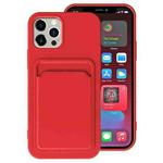 For iPhone 12 Pro Max TPU + Flannel Lining Shockproof  Case with Card Slots(Red)