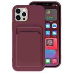 For iPhone 12 Pro TPU + Flannel Lining Shockproof  Case with Card Slots(Dark Purple)