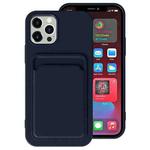 For iPhone 12 mini TPU + Flannel Lining Shockproof  Case with Card Slots For  iPhone 12 Mini(Blue)