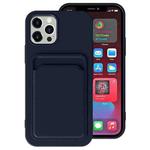 For iPhone 11 TPU + Flannel Lining Shockproof  Case with Card Slots (Blue)