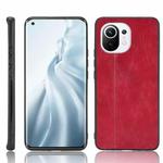 For Xiaomi Mi 11 Shockproof Sewing Cow Pattern Skin PC + PU + TPU Case(Red)
