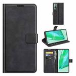 For OnePlus 9 Pro Retro Calf Pattern Buckle Horizontal Flip Leather Case with Holder & Card Slots & Wallet(Black)