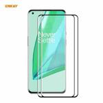 2 PCS For OnePlus 9 Pro ENKAY Hat-Prince 0.26mm 9H 3D Explosion-proof Full Screen Curved Heat Bending Tempered Glass Film