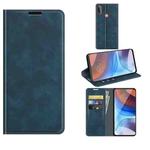 For Motorola Moto E7 Power Retro-skin Business Magnetic Suction Leather Case with Holder & Card Slots & Wallet(Dark Blue)