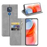 For Motorola Moto G Play 2021 Retro-skin Business Magnetic Suction Leather Case with Holder & Card Slots & Wallet(Grey)