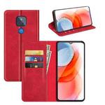 For Motorola Moto G Play 2021 Retro-skin Business Magnetic Suction Leather Case with Holder & Card Slots & Wallet(Red)