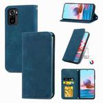 For Xiaomi Redmi Note 10 4G Retro Skin Feel Business Magnetic Horizontal Flip Leather Case with Holder & Card Slots & Wallet & Photo Frame(Blue)