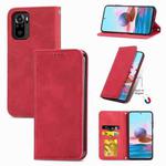 For Xiaomi Redmi Note 10 4G Retro Skin Feel Business Magnetic Horizontal Flip Leather Case with Holder & Card Slots & Wallet & Photo Frame(Red)