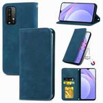 For Xiaomi Redmi Note 9 4G Retro Skin Feel Business Magnetic Horizontal Flip Leather Case with Holder & Card Slots & Wallet & Photo Frame(Blue)