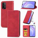For Xiaomi Redmi Note 9 4G Retro Skin Feel Business Magnetic Horizontal Flip Leather Case with Holder & Card Slots & Wallet & Photo Frame(Red)