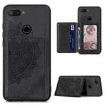 For Xiaomi Mi 8 Lite Mandala Embossed Magnetic Cloth PU+TPU+PC Case with Holder & Card Slots & Wallet & Photo Frame(Black)