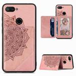 For Xiaomi Mi 8 Lite Mandala Embossed Magnetic Cloth PU+TPU+PC Case with Holder & Card Slots & Wallet & Photo Frame(Rose Gold)
