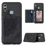 For Huawei Honor 10  Lite Mandala Embossed Magnetic Cloth PU+TPU+PC Case with Holder & Card Slots & Wallet & Photo Frame(Black)