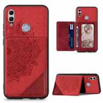 For Huawei Honor 10  Lite Mandala Embossed Magnetic Cloth PU+TPU+PC Case with Holder & Card Slots & Wallet & Photo Frame(Red)