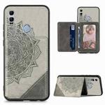 For Huawei Honor 10  Lite Mandala Embossed Magnetic Cloth PU+TPU+PC Case with Holder & Card Slots & Wallet & Photo Frame(Grey)